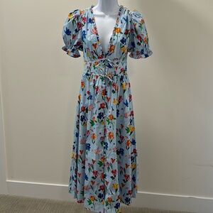 NWT Hill House Sabrina Light Blue Space Floral Dress